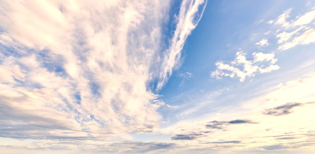 Blue sky with white clouds.